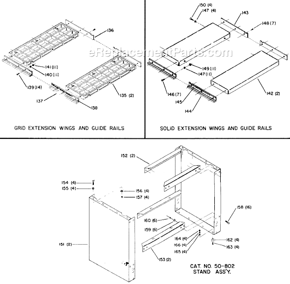 Page B Diagram and Parts List for 34-580 Type 1 Delta Table Saw