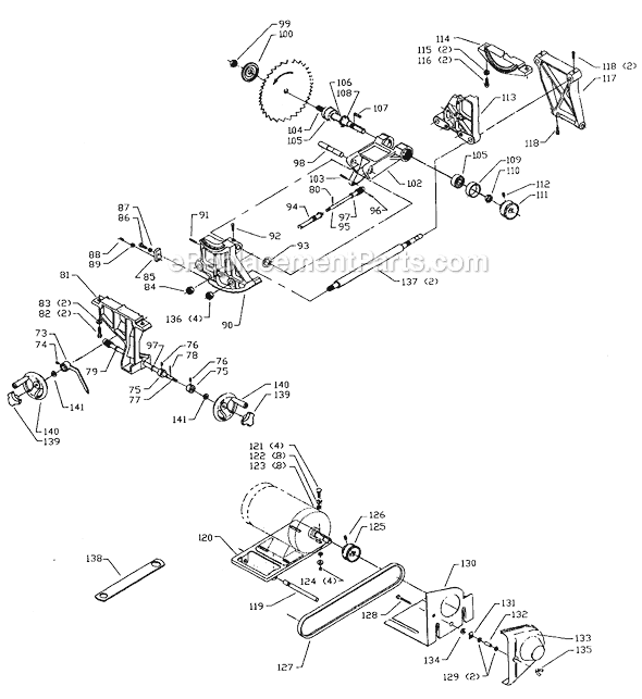 Page B Diagram and Parts List for 34-618 Type 1 Delta Table Saw