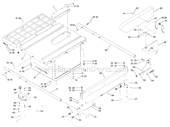 Page A Diagram and Parts List for 34-619 Type 1 Delta Table Saw