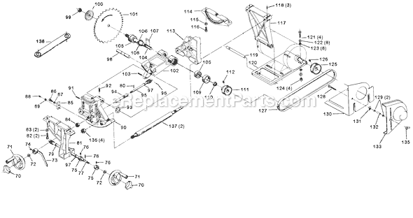 Page B Diagram and Parts List for 34-619 Type 1 Delta Table Saw