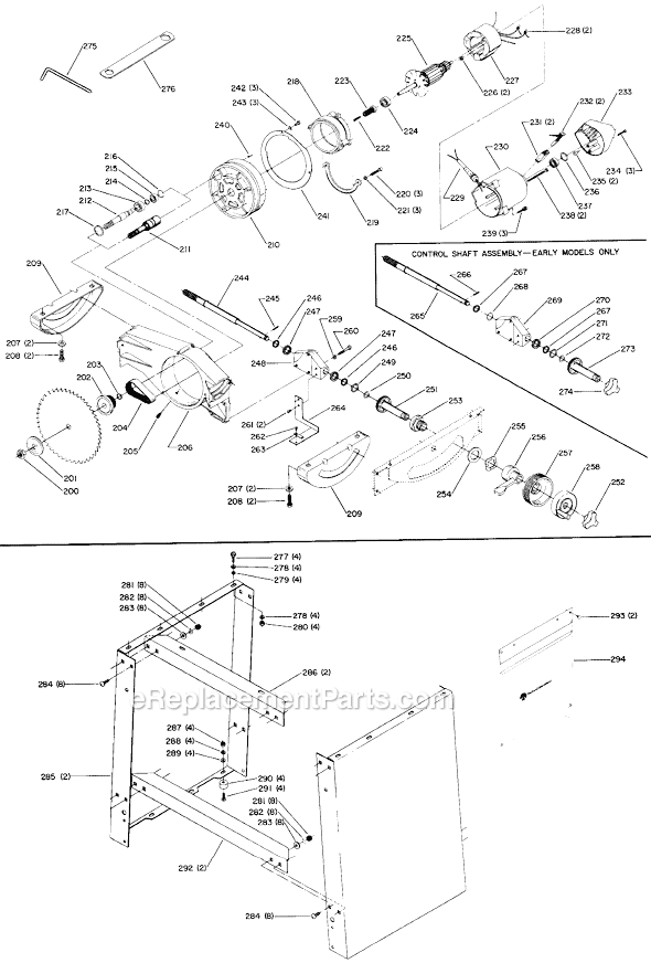 Page B Diagram and Parts List for 34-695 Type 1 Delta Table Saw