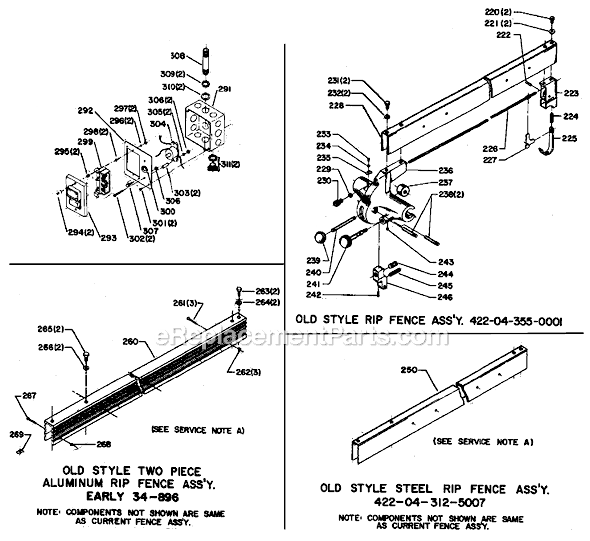 Page C Diagram and Parts List for 34-761 Type 1 Delta Table Saw