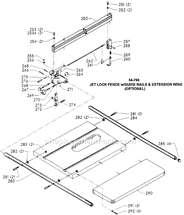 Page C Diagram and Parts List for 34-761 Type 3 Delta Table Saw