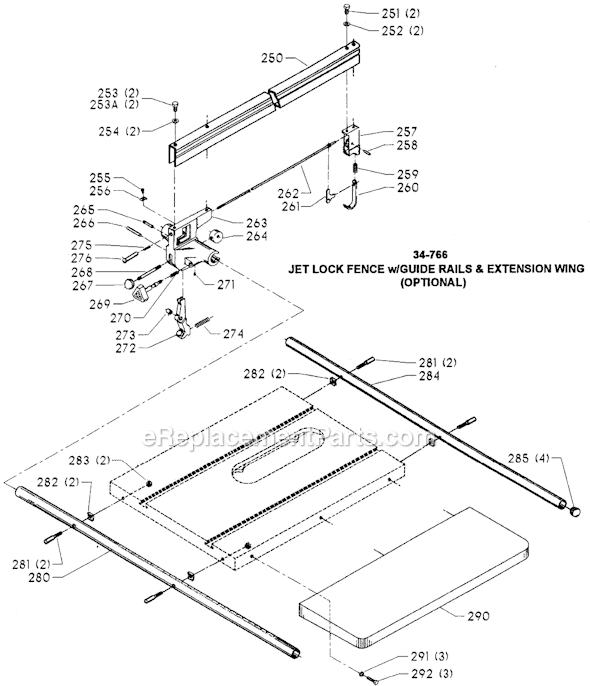 Page C Diagram and Parts List for 34-763 Type 3 Delta Table Saw