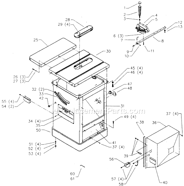 Page A Diagram and Parts List for 34-763 Type 4 Delta Table Saw