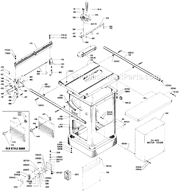 Page B Diagram and Parts List for 34-764 Type 2 Delta Table Saw