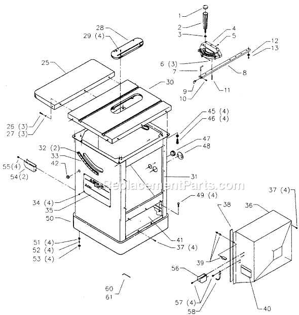 Page A Diagram and Parts List for 34-764 Type 4 Delta Table Saw