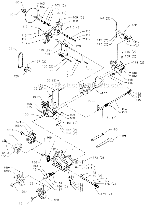 Page B Diagram and Parts List for 34-764 Type 4 Delta Table Saw