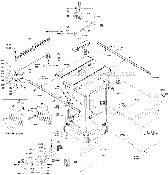 Page B Diagram and Parts List for 34-765 Type 2 Delta Table Saw