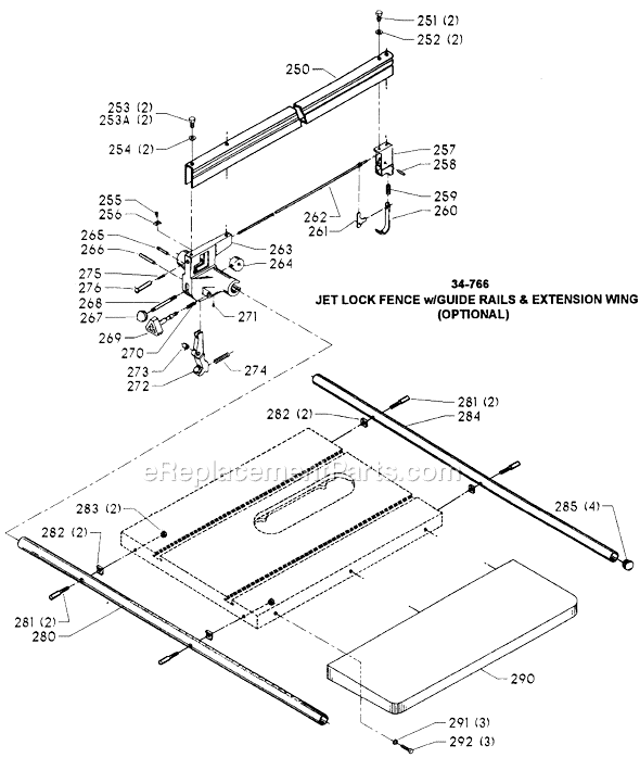 Page C Diagram and Parts List for 34-765 Type 3 Delta Table Saw