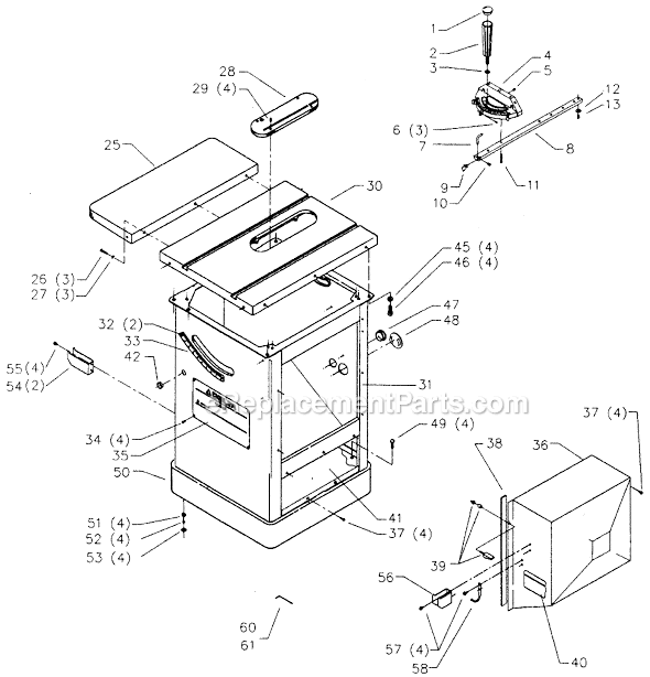 Page A Diagram and Parts List for 34-765 Type 4 Delta Table Saw