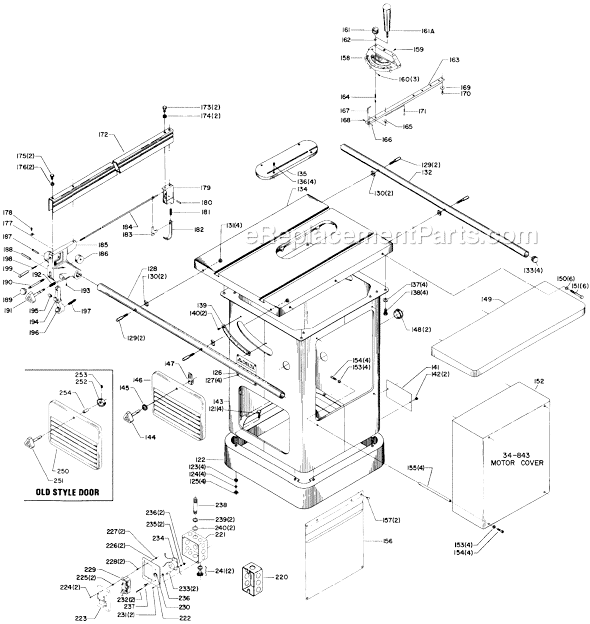 Page B Diagram and Parts List for 34-781 Type 2 Delta Table Saw
