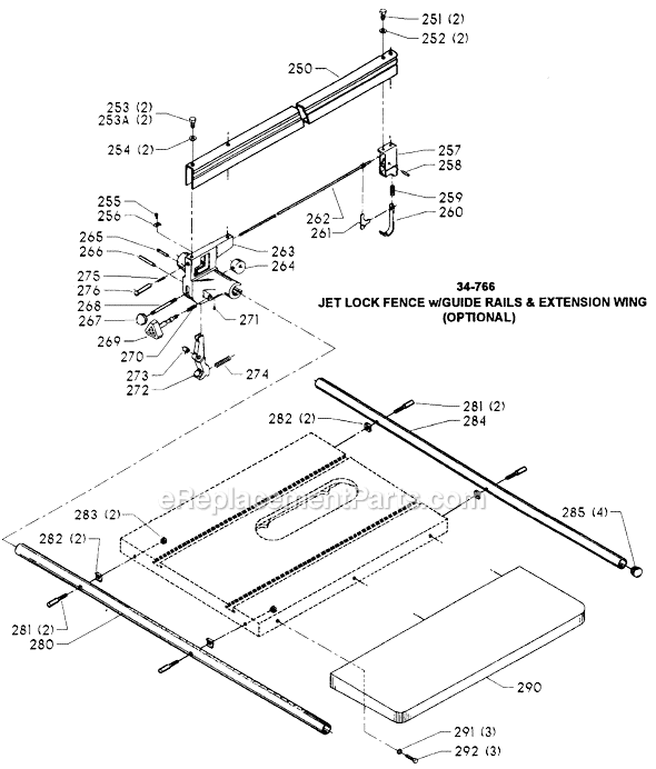 Page C Diagram and Parts List for 34-781 Type 3 Delta Table Saw