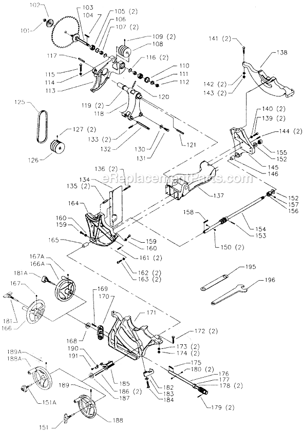 Page B Diagram and Parts List for 34-781 Type 4 Delta Table Saw