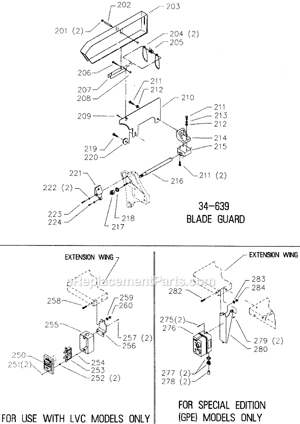 Page C Diagram and Parts List for 34-781 Type 4 Delta Table Saw