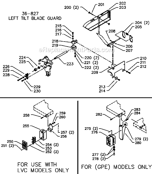 Page C Diagram and Parts List for 34-782L Type 2 Delta Table Saw