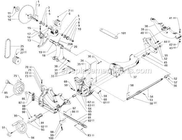 Page A Diagram and Parts List for 34-782 Type 2 Delta Table Saw