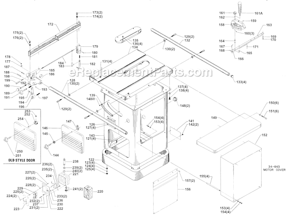 Page A Diagram and Parts List for 34-783 Type 2 Delta Table Saw
