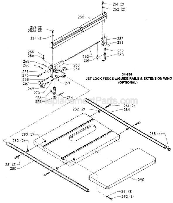 Page C Diagram and Parts List for 34-783 Type 3 Delta Table Saw