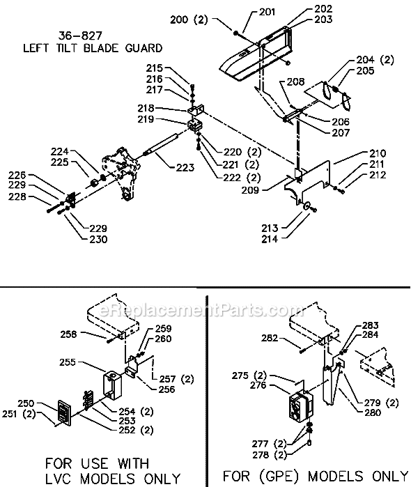 Page C Diagram and Parts List for 34-784L Type 1 Delta Table Saw
