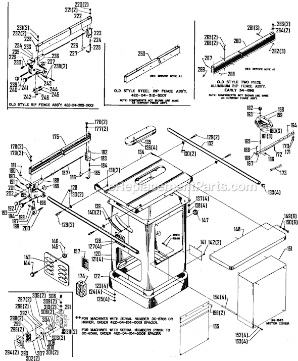 Page B Diagram and Parts List for 34-784 Type 1 Delta Table Saw