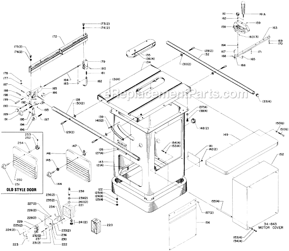 Page B Diagram and Parts List for 34-784 Type 2 Delta Table Saw