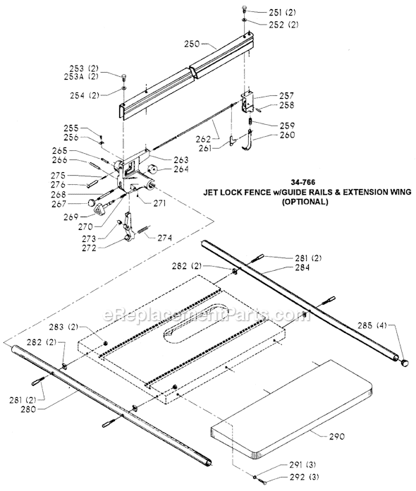 Page C Diagram and Parts List for 34-784 Type 3 Delta Table Saw