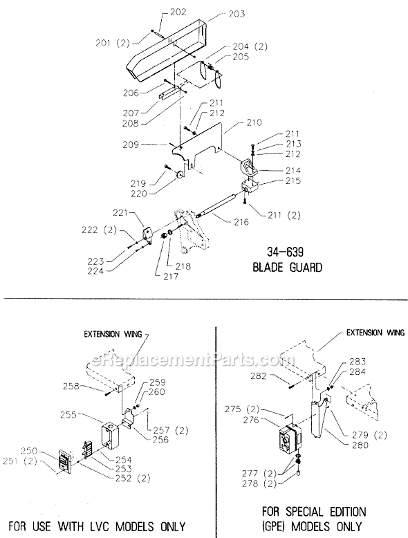 Page C Diagram and Parts List for 34-784 Type 4 Delta Table Saw