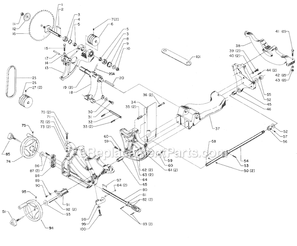 Page A Diagram and Parts List for 34-802 Type 1 Delta Table Saw