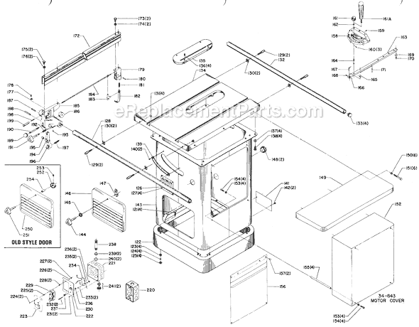 Page B Diagram and Parts List for 34-802 Type 1 Delta Table Saw