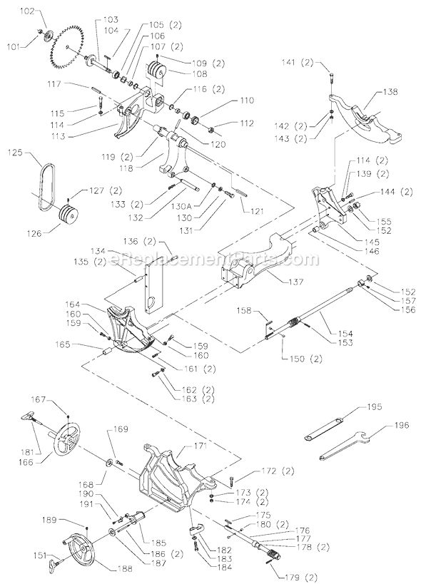 - Arbor and Support  Assembly Diagram and Parts List for 34-802 Type 2 Delta Table Saw
