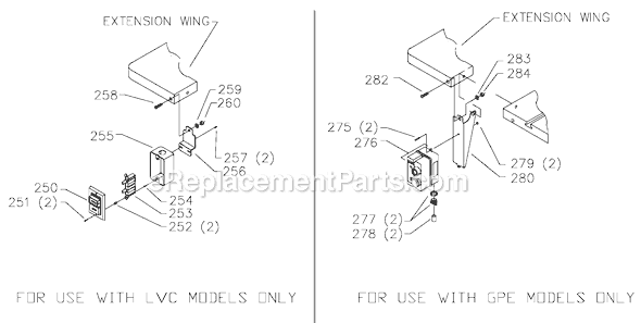 Motor Starters Diagram and Parts List for 34-802 Type 2 Delta Table Saw