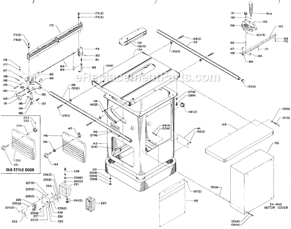 Page B Diagram and Parts List for 34-806 Type 1 Delta Table Saw
