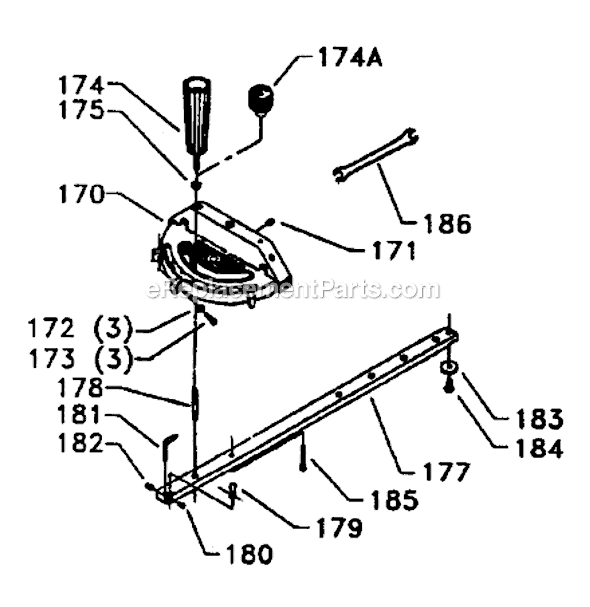 Page A Diagram and Parts List for 34-895 Type 1 Delta Miter Saw