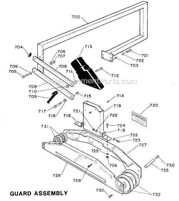 Page G Diagram and Parts List for 34-920 Type 1 Delta Band Saw