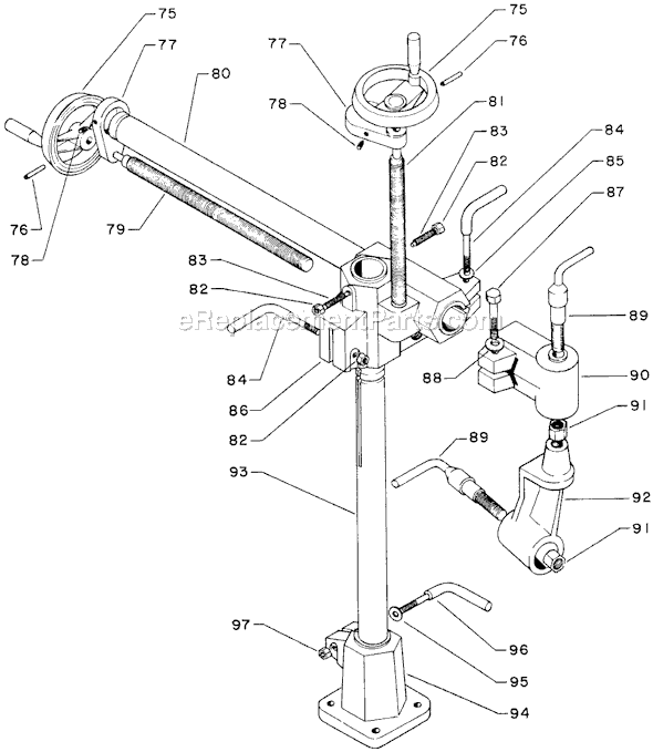Page A Diagram and Parts List for 34-989 Type 1 Delta Tool Stand & Cart