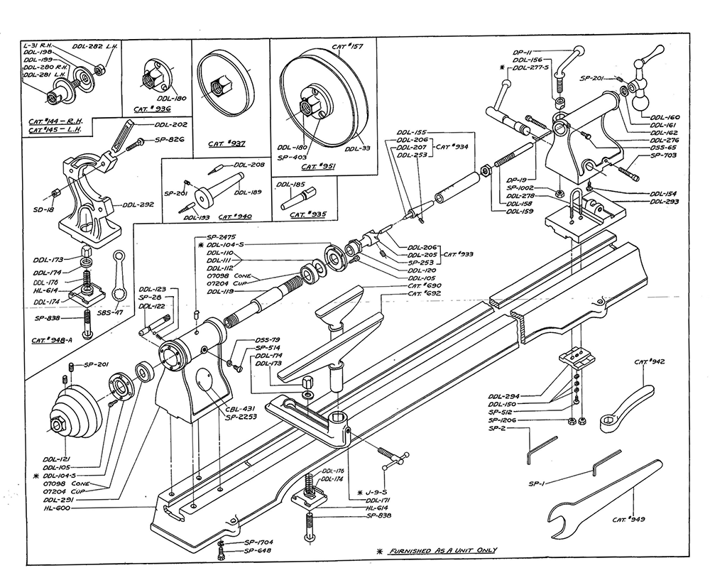 Fig-0 Diagram and Parts List for 930  Delta Lathe