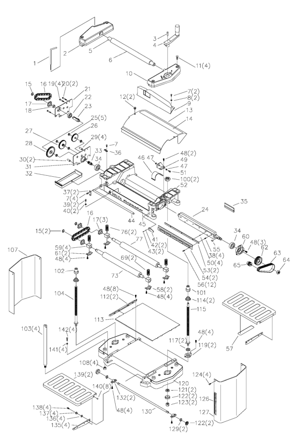 Delta Tp305 Type-1 Diagram and Parts List for TP305 Type-1 Delta Planer Jointer