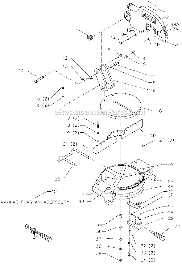 Page A Diagram and Parts List for 36-070 Type 3 Delta Miter Saw