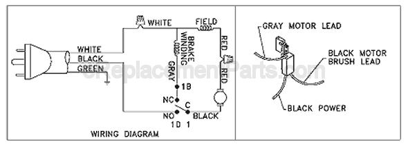 Page C Diagram and Parts List for 36-075 Type 1 Delta Miter Saw