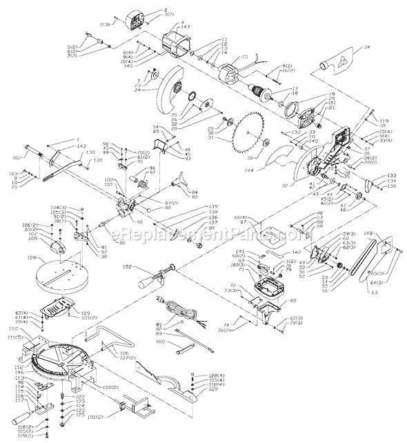 Page A Diagram and Parts List for 36-085 Type 1 Delta Miter Saw