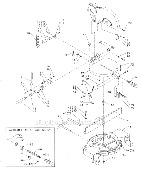 Page A Diagram and Parts List for 36-090 Type 1 Delta Miter Saw