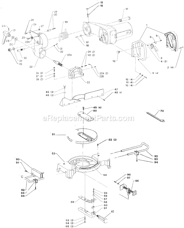 Page A Diagram and Parts List for 36-220 Type 3 Delta Miter Saw