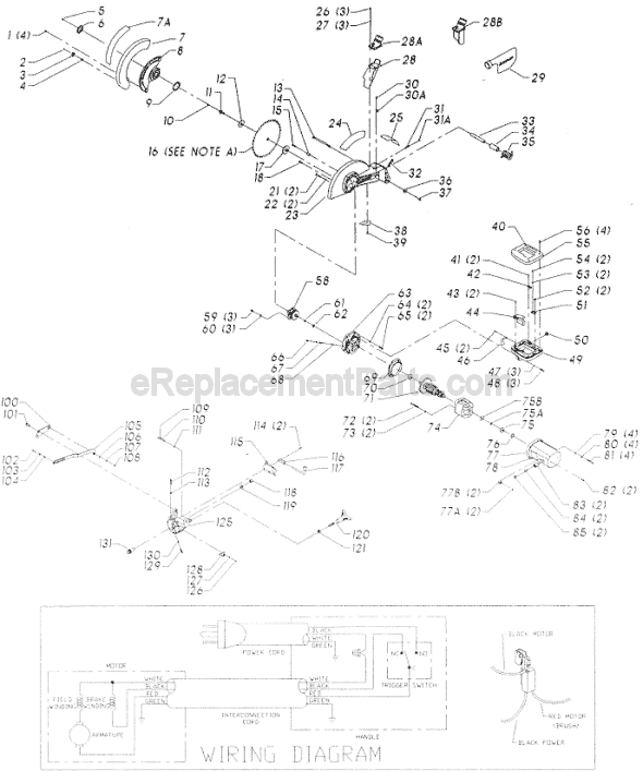Page A Diagram and Parts List for 36-235 Type 1 Delta Miter Saw