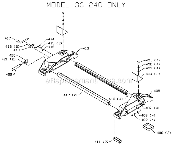 Page D Diagram and Parts List for 36-240 Type 1 Delta Miter Saw