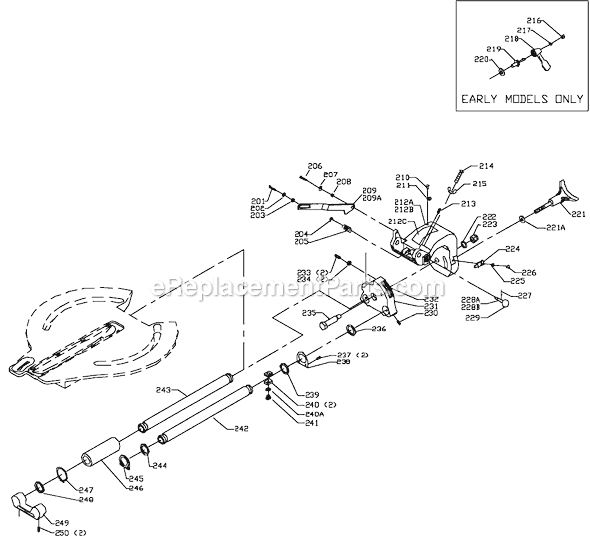 Page C Diagram and Parts List for 36-250 Type 2 Delta Miter Saw