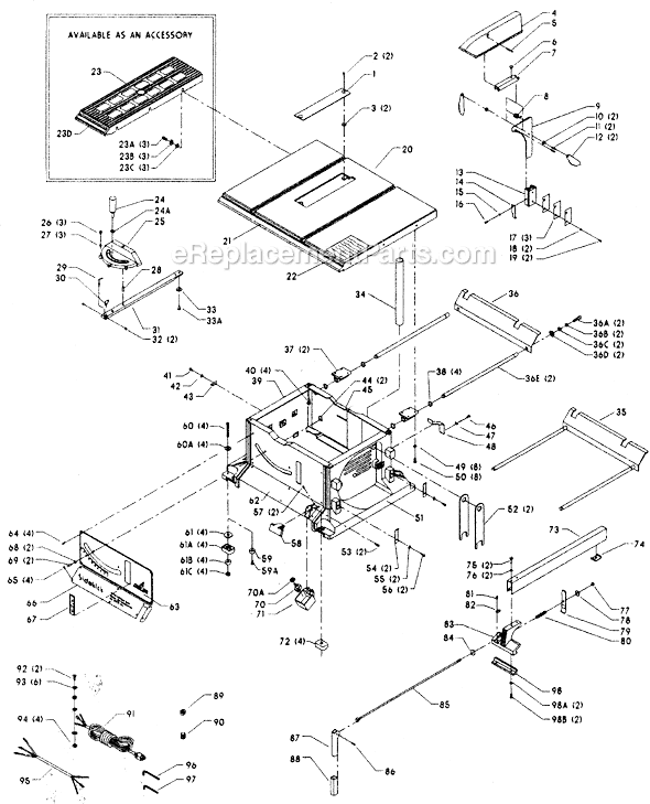 Page A Diagram and Parts List for 36-275 Type 1 Delta Table Saw