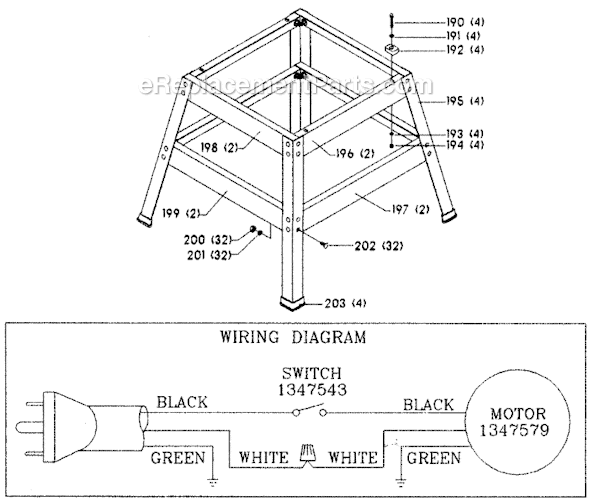 Page C Diagram and Parts List for 36-275 Type 1 Delta Table Saw