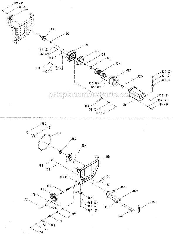 Page B Diagram and Parts List for 36-285 Type 1 Delta Table Saw