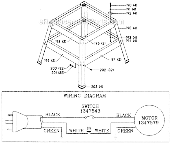Page C Diagram and Parts List for 36-285 Type 1 Delta Table Saw
